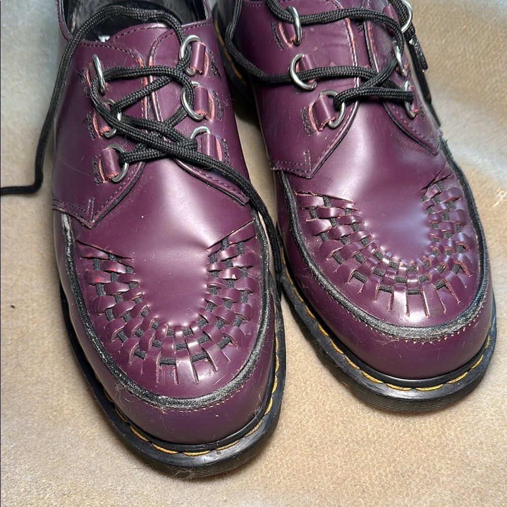 Dr. Martens Burgundy Leather Lace-Up Shoes
